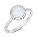 Oxford Diamond Co Solid Round Lab Created White Opal .925 Sterling Silver Ring Sizes 4-12