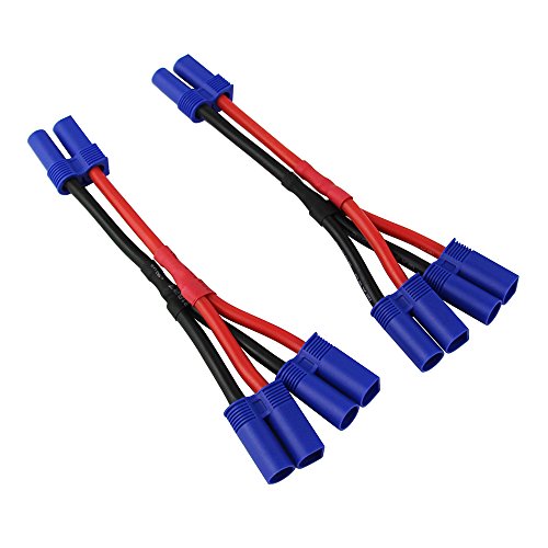 OliYin 2pcs EC5 2-Male to 1-Female Parallel Adapter Wire Cable 12awg 3.93in for RC LiPO Battery(Pack of 2)