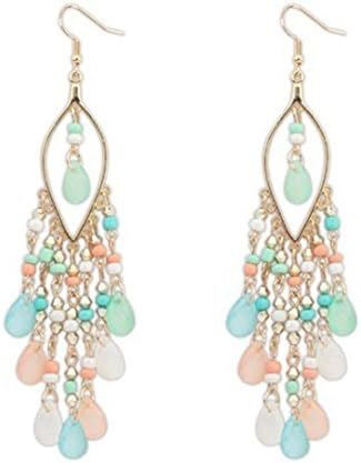 Tassel Earrings, Muranba Women Charm Bohemian Colorful Beads Ear Drops Dangle Tassels Earrings 1 Pair (Multicolor)