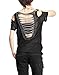 LATUD Women's Gothic Short Sleeves Cut Out Shoulder Ripped Mesh Sexy Shirt, Black, One Size