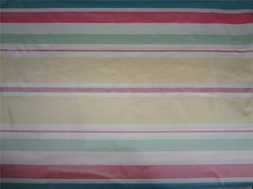 100 % SILK TAFFETA PASTEL COLOUR STRIPE 54 INCHES