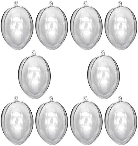 10PCS Egg Shape Craft Ornament DIY Christmas Ball Clear Plastic Acrylic Fillable (10cm)