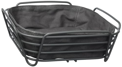 blomus - Delara Bread Basket Size L, Square, Removable Fabric Bag, Stylish Design, 26 x 26 cm, Colour Magnet (64072)