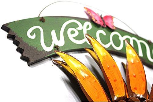 Grace Home Metal Vintage Hanging Flower Welcome Sign Door Decor (15" x 12") - Thumbnail 3