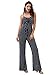 Glamaker Womens Casual Strap Striped Long Pants Jumpsuit Romper Sleeveless,Royal Blue,Medium