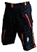 Astek Men's Hillcrusher MTB BMX Baggy Padded Mountain Bike Shorts (Orange/Black, XXL)