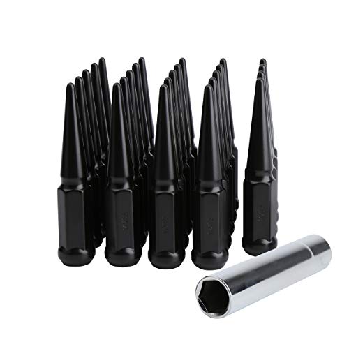 KSP Performance KSP M14X1.5 Spike Lug Nuts?24pcs Black Conical/Cone Seat Wheel Nuts with 1