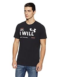 Under Armour, chamarra para hombre manga corta con texto en inglés "I will"