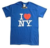 I Love NY New York Short Sleeve Screen Print Heart T-Shirt Royal Blue