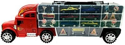 Tractor Trailer Big Rig Semi Truck Car Transport Hauler, 18.5 Inches