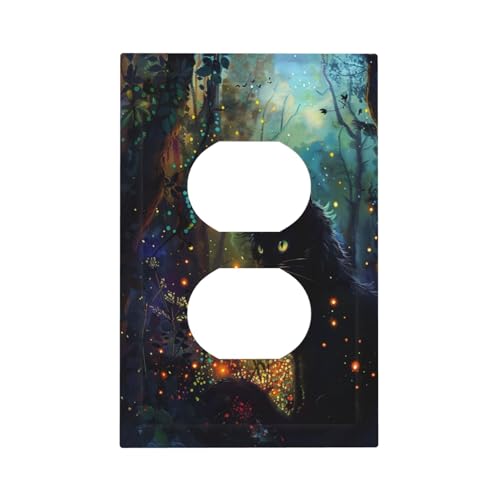 Spshian Magic Fantasy Forest Cat Switch Plate Cover