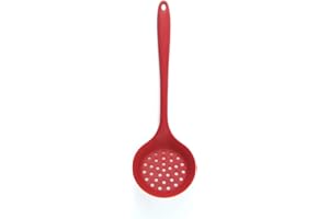 Silicone Slotted Skimmer Spatula, Lightweight Strainer Spoon with Long Handle, Soft and Non Stick, Easy to Clean for Strainin