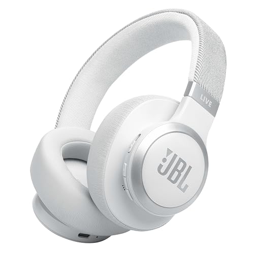 JBL Live 770 NC – Bluetooth Over-Ear-Kopfhörer mit adaptivem Noise-Cancelling – Kabellose Ohrhörer mit JBL Signature Sound und Sprachassistent – Langer Musikgenuss für bis zu 65 Stunden – In Weiß
