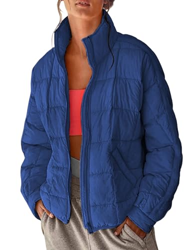 Xiaoxuemeng Womens Quilted Puffer Jacket Zip Up Lightweight Padded Coat Outwear (Blue-L) at Amazon