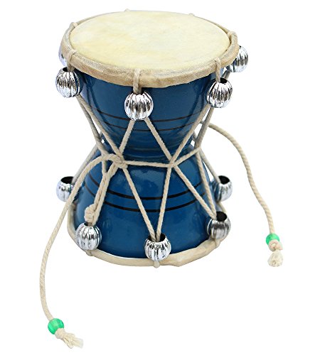 ITOS365 Handmade Damroo for Kids Indian Musical Instrument Tourquise Damru Toy Gift