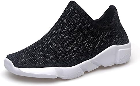 ENIGE Kid's Breathable Lightweight Mesh Cute Sneakers Boys and Girls Anti-Slip Sports Running Shoes EU21 Black