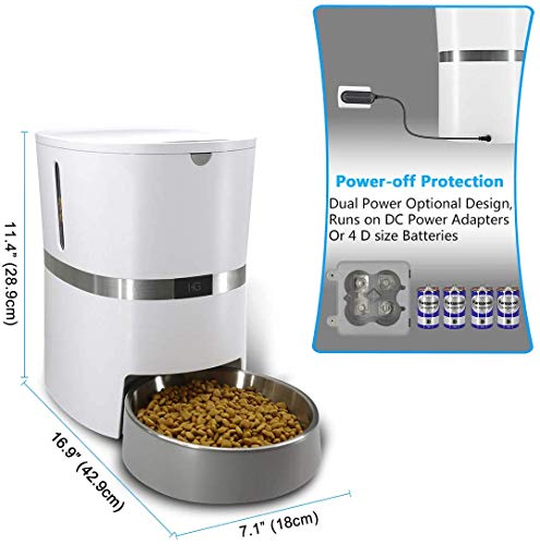 HoneyGuaridan Smart Wi-Fi Cat Feeder 4.5L - APP Control, Voice Recorder, Desiccant Box, For 2 Cats