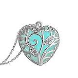 Susenstone Aqua Blue Tree Heart Glow In The Dark Pendant Necklace (Green)
