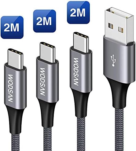 AVIWIS USB C Cable, [ 3 Pack 2M ] Type C Fast Charger Charging Cable Nylon Braided for Samsung Galaxy S10/S9/S8+/S8, MacBook, Huawei P20/P10/Mate 20, Google Pixel, Sony Xperia XZ, OnePlus