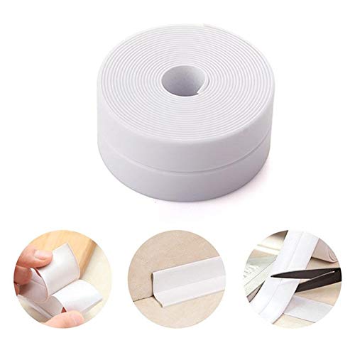 Caulk Strip PE Self-AdhesiveTub and Wall Sealing Tape,Caulking Sealant Decorative Trim for Kitchen Bathtub Bathroom Shower and Toilet,38mm x 3.2m (White)