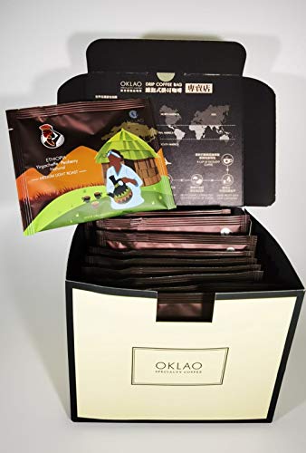 OKLAO 10 Stk. Ethiopia Yirgacheffe Peaberry Natural Drip coffee bag Kaffee in Geschenkverpackung (10)