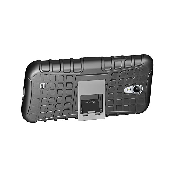 Korecase-Tire-S4-Case-Slim-Hybrid-Hard-Plastic-Soft-Silicone-Heavy-Duty-Rugged-Dual-Layer-Hybrid-Armor-Protective-Case-For-Samsung-Galaxy-S4-IV-i9500-with-Built-in-Kickstand-Black