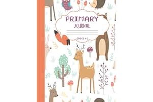 Primary Journal Grades k-2: Cute Animals, Draw and Write Composition Book for Kids, Half Page Lined Paper with Drawing Space 