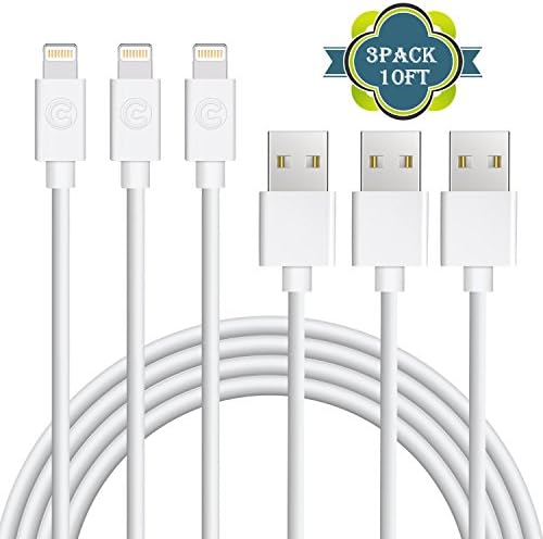 Atill iPhone Charger,Lightning Cable 3Pack 10FT Ultra Long iPhone Charging Cable Cord Compatible with iPhone 8 8 Plus X 7 7Plus 6 6Plus 5 5s 5c SE iPad(white)