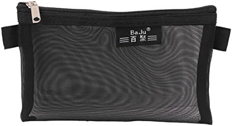 Pen Bag - BaJu Zip up Nylon Mesh Pencil Pen Holder Case Bag Black for Students