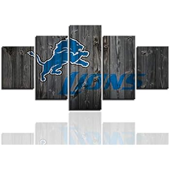 MIAUEN Wall Decor Pictures Canvas Art Poster Detroit Lions Living Room Decor Sports Football Home Decoration Prints Framed Painting Ready to Hang(60''Wx32''H)