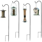 Ashman Adjustable Shepherd's Hooks, Black, Set of 4 made of Premium Metal for Hanging Solar Lights, Bird Feeders, Mason Jars, Flower Basket, Christmas Lights, Lanterns, Garden Stakes and Wedding Decor