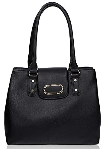 FoxLady Bags Womens Large Dual Compartments Tote Hobo Handbag Shopper Shoulder Bag with Large Handle (Black)