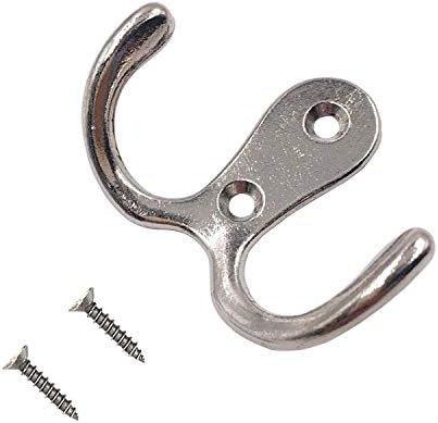Bosdontek Coat Hooks black 10pcs Double Clothes Hooks Vintage Hanger Heavy Duty Wall Hooks for door Kitchen Bathroom Bedroom Office Lavatory Closets (Mounting Screws Provided) (Modern hooks)