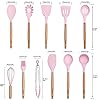 ZCOINS 18+1 PC Silicone Cooking Utensils Set with Wooden Handles & Holder, Kitchen Gadgets, Kitchen Tool Set Gift (Pink)