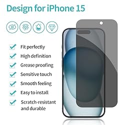 Pehael [2+2 Pack] iPhone 15 Privacy Screen