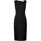 Hobemty Women's Sleeveless Sheath Dress Boat Neck Casual Office Pencil Dresses