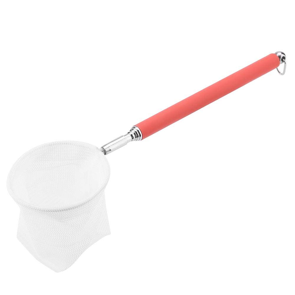 Extendable Telescopic Fish Shrimp, 20-56.5cm Extendable Telescopic Fish Shrimp Skimming Net Safe Fish Catching or Releasing for Aquarium Fish Tank Pond (Red Round)
