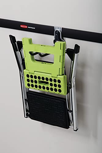 Rubbermaid FastTrack Rail Garage Organization Multi-Purpose Hook 50 lbs Capacity Satin Nickel Wall Mounted Storage System Direct Mount into FastTrack Garage Rail for Home/Garage Organization