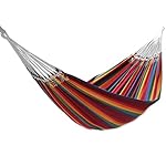NOVICA Hand Woven Multi-Color Striped Cotton 2 Person Hammock, 'Brazilian Rainbow' (double)