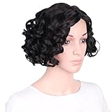 Elaco Black Hair Lace Front Wig Straight Synthetic Curls Wigs For Women Heat Friendly (A)