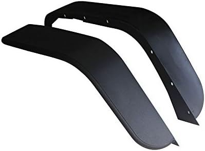 TJMOTO Textured Black Steel Rear Flat Crusher Guard Fender Flares For 2007-2016 Jeep Wrangler JK Unlimited Models
