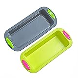 Megrocle Silicone Bread and Loaf Pan Set of 2, Nonstick Premium Food Grade Silicone Toast Pan Baking Pans, Oven-Microwave-Dishwasher Safe BPA Free Silicone Bakeware Cake Molds, 8.7