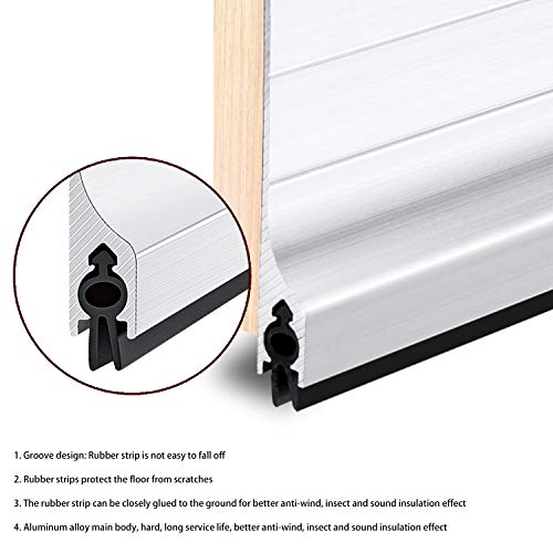 USUKUE Metal Door Draft Stopper Bottom Mice Seal Strip Noise Blocker