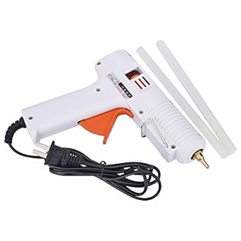 LUKZER 80 Watt Multipurpose Hot melt Glue Gun with Gold Coated Precision Nozzle, Indicator & 2 Glue Sticks for Bonding Job, (Random Colour)