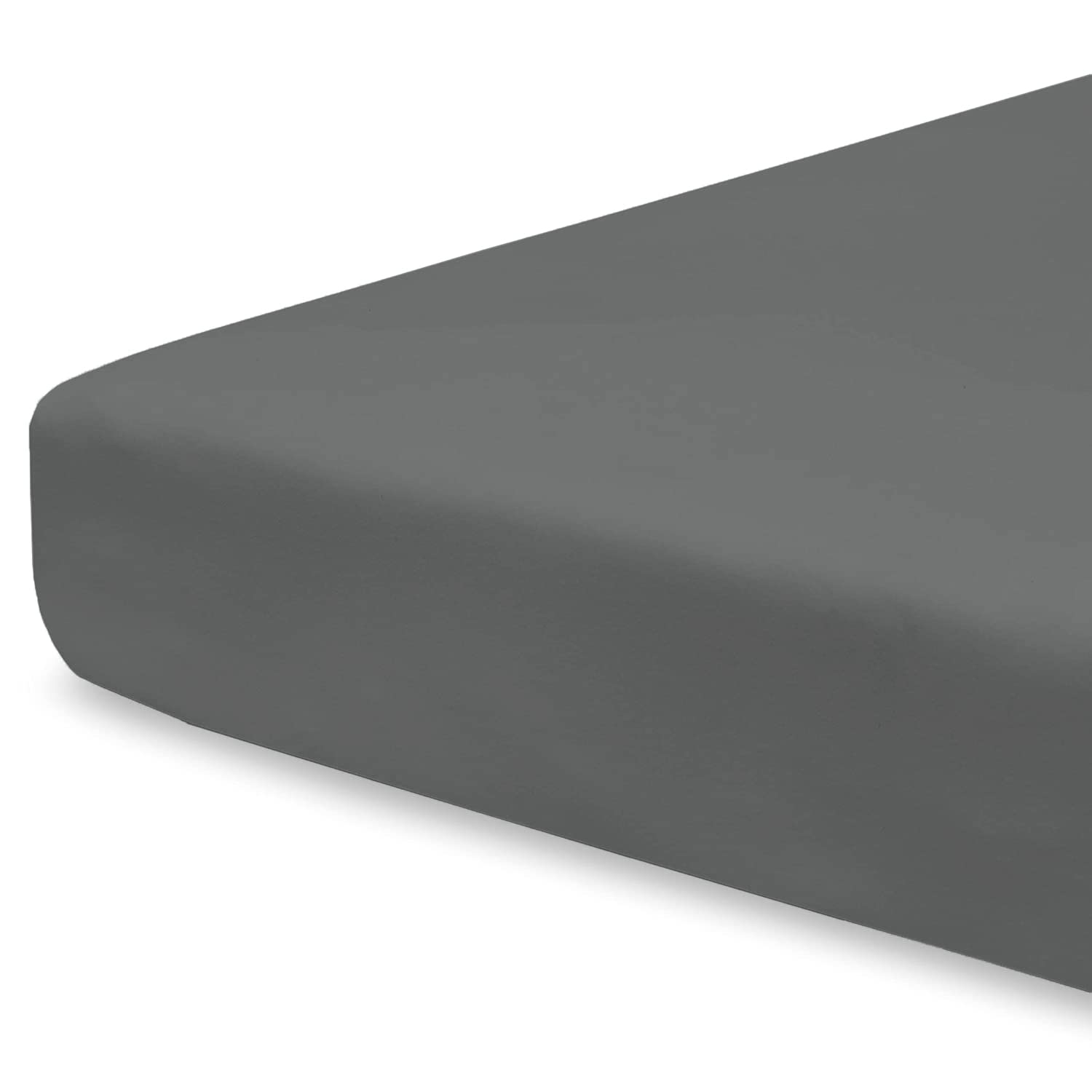 Pizuna Travel Cot Fitted Sheet 60 x 120 cm, Dark Grey, 400 Thread Count 100% Long Staple Cotton Fitted Bed Sheet, Soft Sateen Weave Travel Cot Sheet with 15 cm Deep Pocket