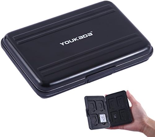YOUKaDa Metal Memory Card Case Holder Water-resistant Pocket-sized SD holder for 8 SD Cards & 8 Micro SD Cards (Black)