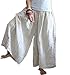 Yesno P56 Women Casual Loose Wide Leg Pants 100% Thin Linen Casual Low Crotch Elastic Waist