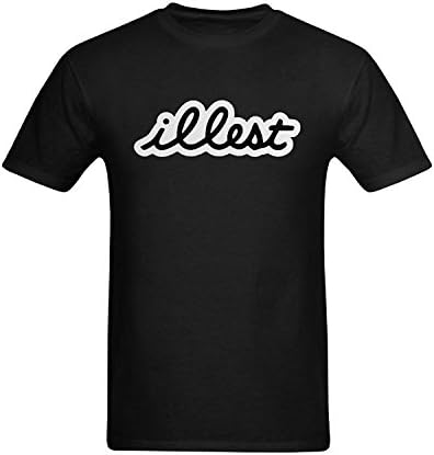 Seedit Men's Illest White And Black Logo Sticker Graphic Printed Art T-Shirt