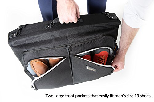 Best Garment Bag - Black Carry On Suit Bag Dress Bag for Travel & Business Trips -w/Hanging Hook & Shoulder Strap- for Men and Women - Folding Wardrobe Carrier Luggage by Golden State Ink