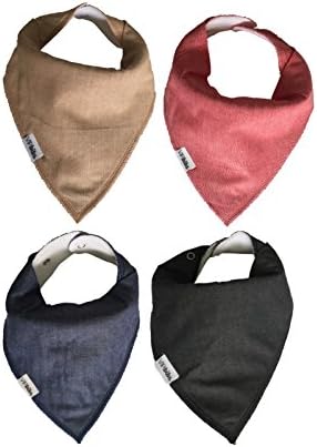 SPECIAL PROMO Baby Bandana Drool Bibs Set of 4 for Boys and Girls, Plain, Unisex, Super Soft, Absorbent, Adjustable Snaps, Made of Organic Cotton And Fleece Burpy Bib Vipbibs
